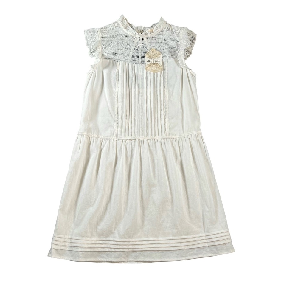 Altar'd State White Lace‎ Pintuck Sleeveless Mini Dress Size Small NWT